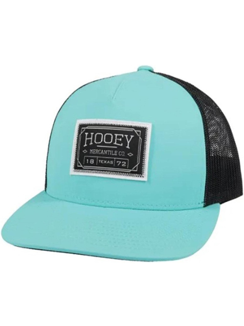 HOOEY Turquoise Front Patch Trucker Hat with Black Patch